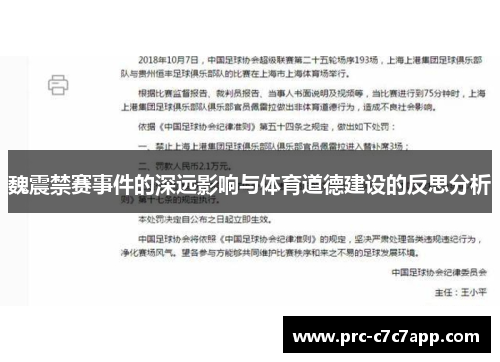 魏震禁赛事件的深远影响与体育道德建设的反思分析